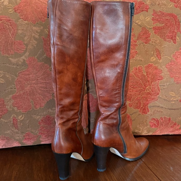 J. Crew Tan Italian Leather Heeled Boots 7.5 - Picture 6 of 9
